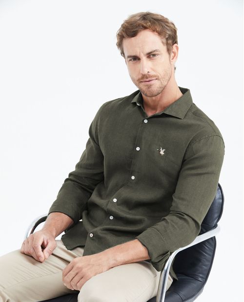 Camisa Manga Larga 100% Lino Masculina