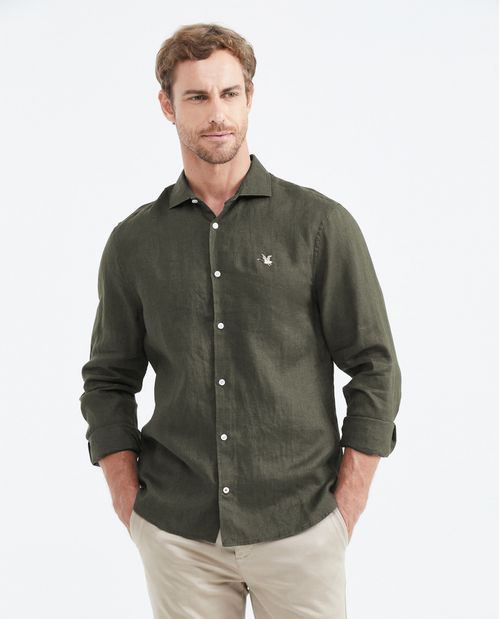 Camisa Manga Larga 100% Lino Masculina