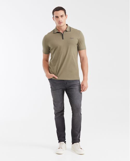 Camiseta Polo Slim Fit con Perilla de Cierre para Hombre