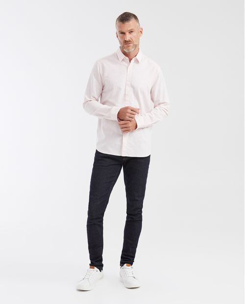 Camisa Classic Fit Manga Larga en Algodón y Lino para Hombre