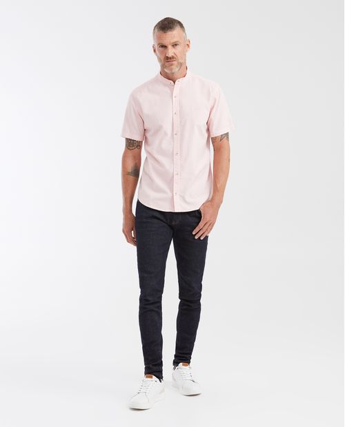 Camisa Slim Fit Manga Corta Cuello Nerú para Hombre