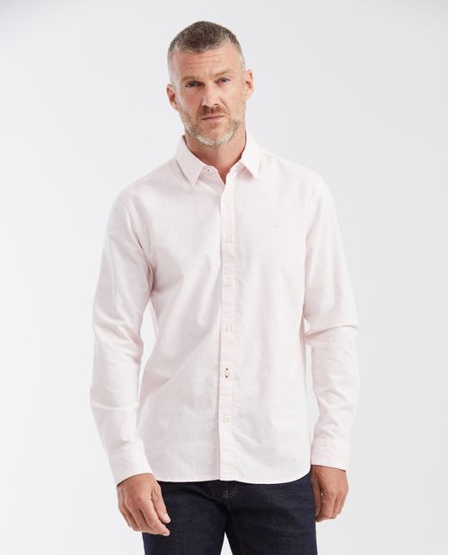 Camisa Classic Fit Manga Larga en Algodón y Lino para Hombre