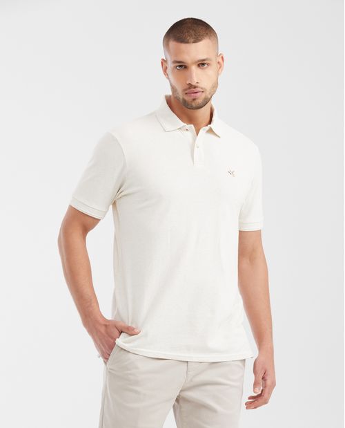 Camiseta Polo Slim Fit con Cuello y Puños con Vena en Relieve para Hombre
