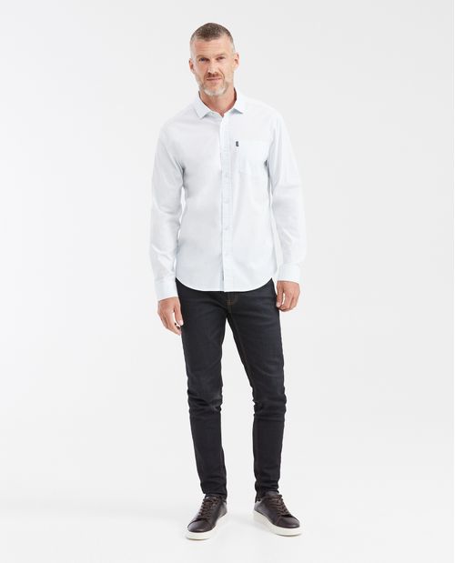 Camisa Slim Fit Manga Larga Esencial para Hombre