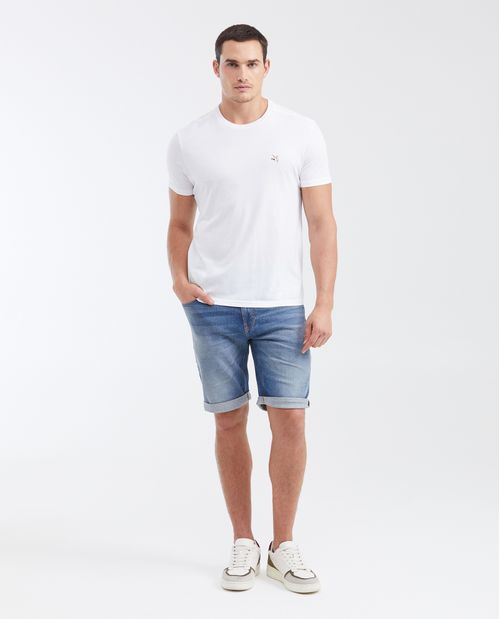 Bermuda en Denim Straight Fit Azul Medio para Hombre
