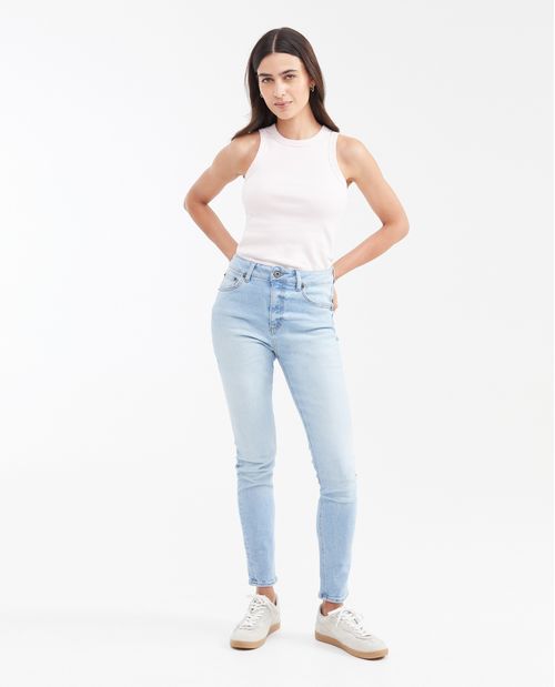 Jean Super High Rise Bota Micro Flare Azul Claro para Mujer