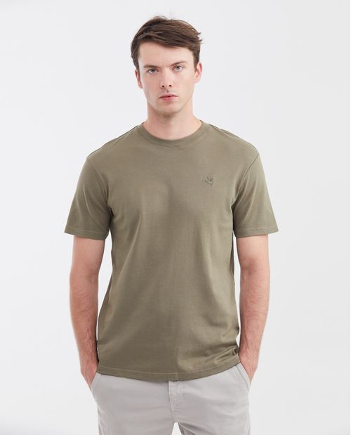 Camiseta Básica Slim Fit Cuello Redondo en Algodón Doble Punto para Hombre