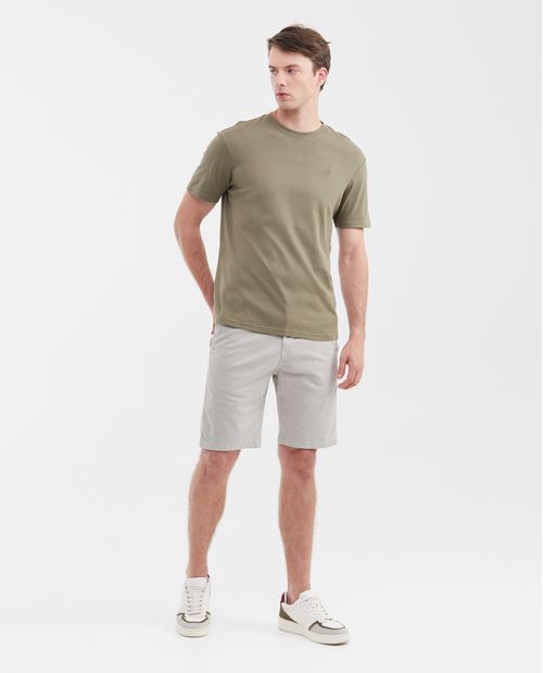 Camiseta Básica Slim Fit Cuello Redondo en Algodón Doble Punto para Hombre