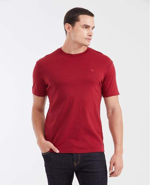 Camiseta Básica Slim Fit Cuello Redondo en Algodón Doble Punto para Hombre
