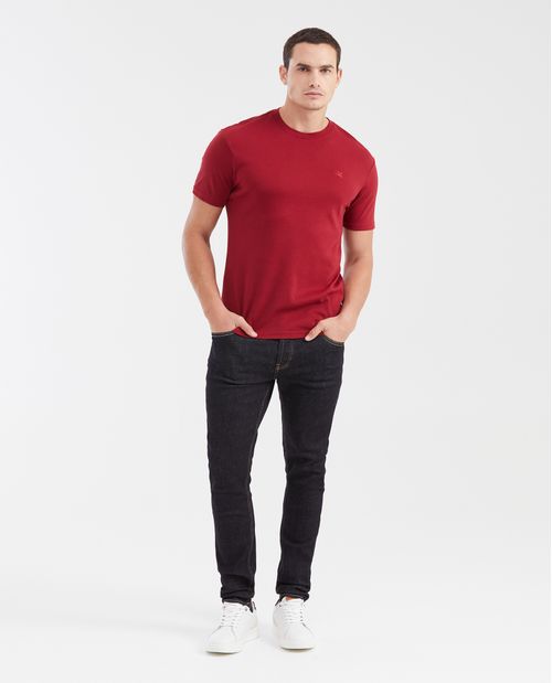 Camiseta Básica Slim Fit Cuello Redondo en Algodón Doble Punto para Hombre