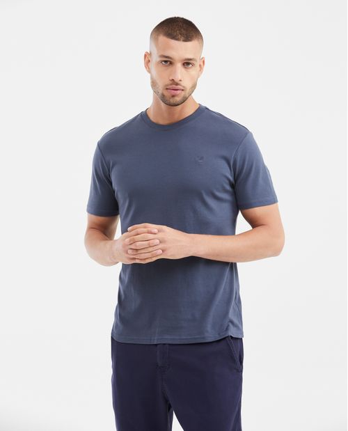 Camiseta Básica Slim Fit Cuello Redondo en Algodón Doble Punto para Hombre