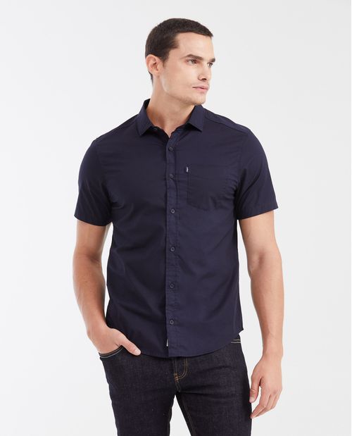Camisa Slim Fit Manga Corta Esencial para Hombre