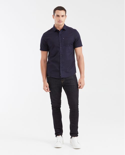 Camisa Slim Fit Manga Corta Esencial para Hombre