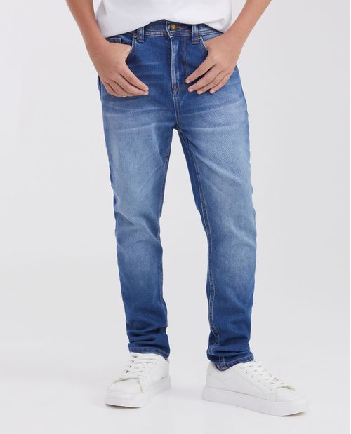 Jean 5 Bolsillos Silueta Ajustada Azul Medio para Niño