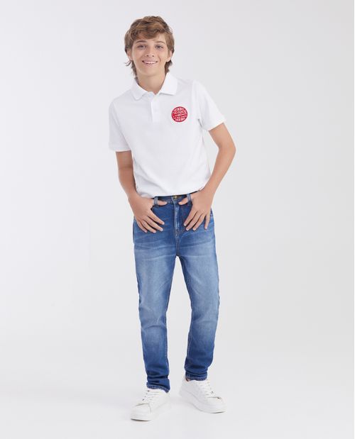Jean 5 Bolsillos Silueta Ajustada Azul Medio para Niño