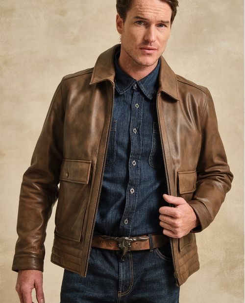 Chaqueta Tipo Biker en Cuero para Hombre