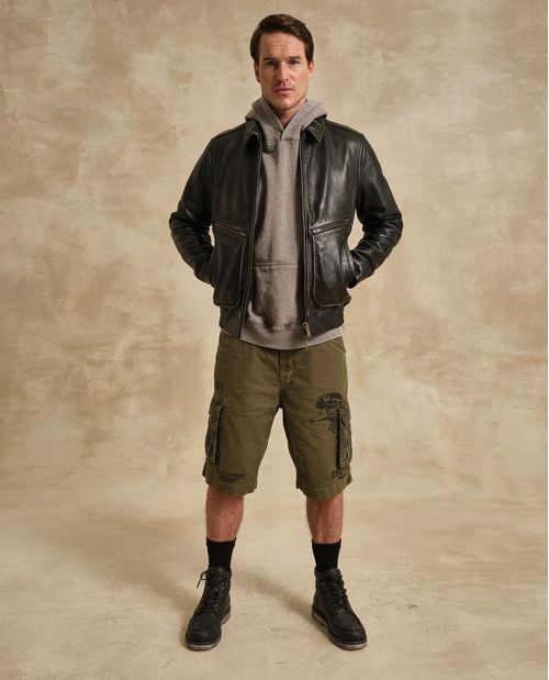 Chaqueta Tipo Biker en Cuero para Hombre