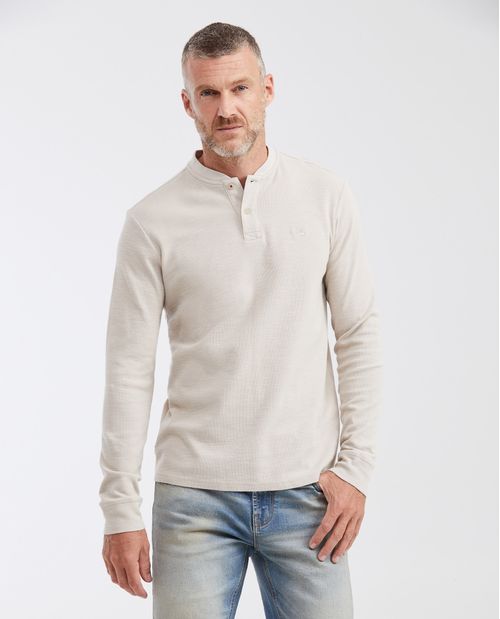 Camiseta Slim Fit Cuello Henley en Algodón para Hombre