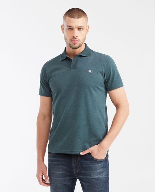 Camiseta Polo Slim Fit con Cuello Acanalado Ancho para Hombre