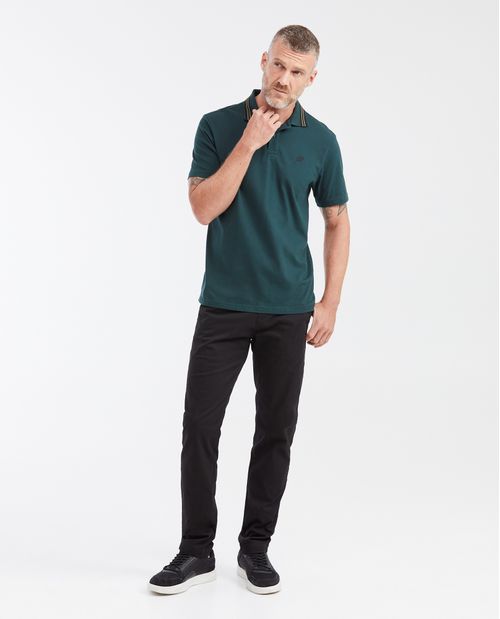 Camiseta Polo Slim Fit con Cuello a Rayas en Contraste para Hombre