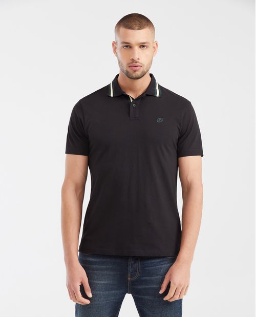 Camiseta Polo Slim Fit con Cuello a Rayas en Contraste para Hombre