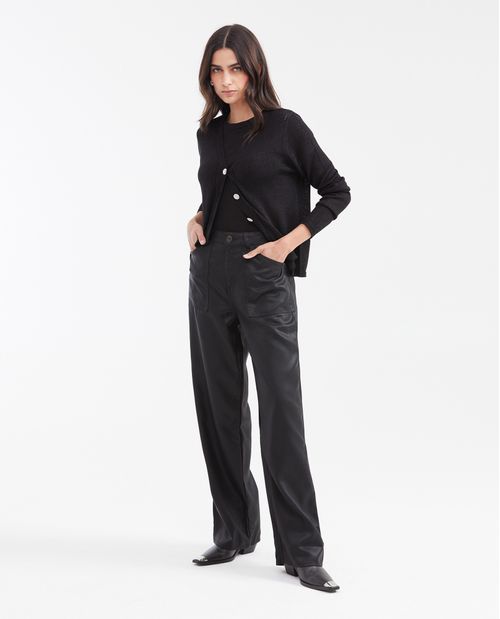 Cardigan Femenino en Viscosa con Detalles Metálicos