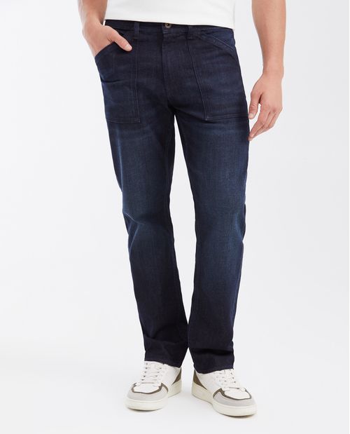 Jean Relaxed Fit Tiro Alto Boot Cut Azul Ultra Oscuro  para Hombre