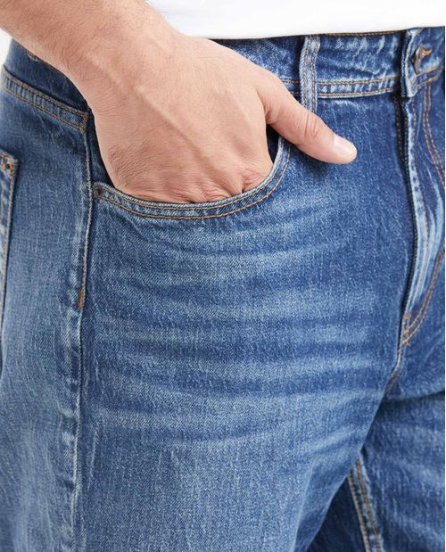 Jean Relaxed Fit Tiro Alto Boot Cut Azul Oscuro para Hombre