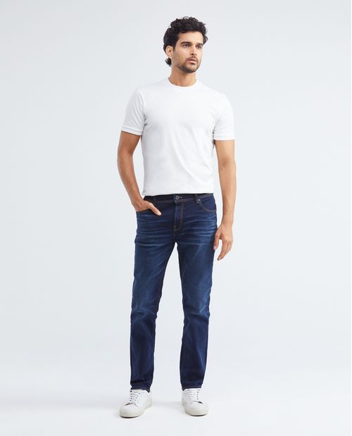 Jean de Hombre Straight Fit, Morrison, Bota Slim -  Azul Oscuro