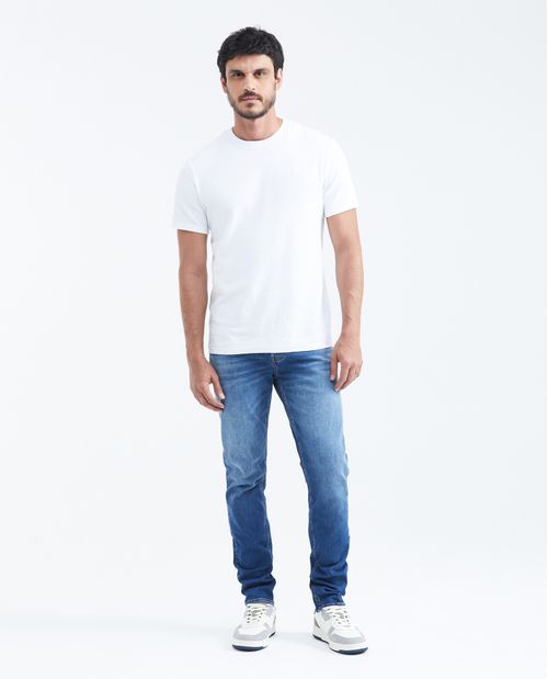 Jean Súper Slim Fit Tiro Bajo Bota Super Slim Azul Medio para Hombre