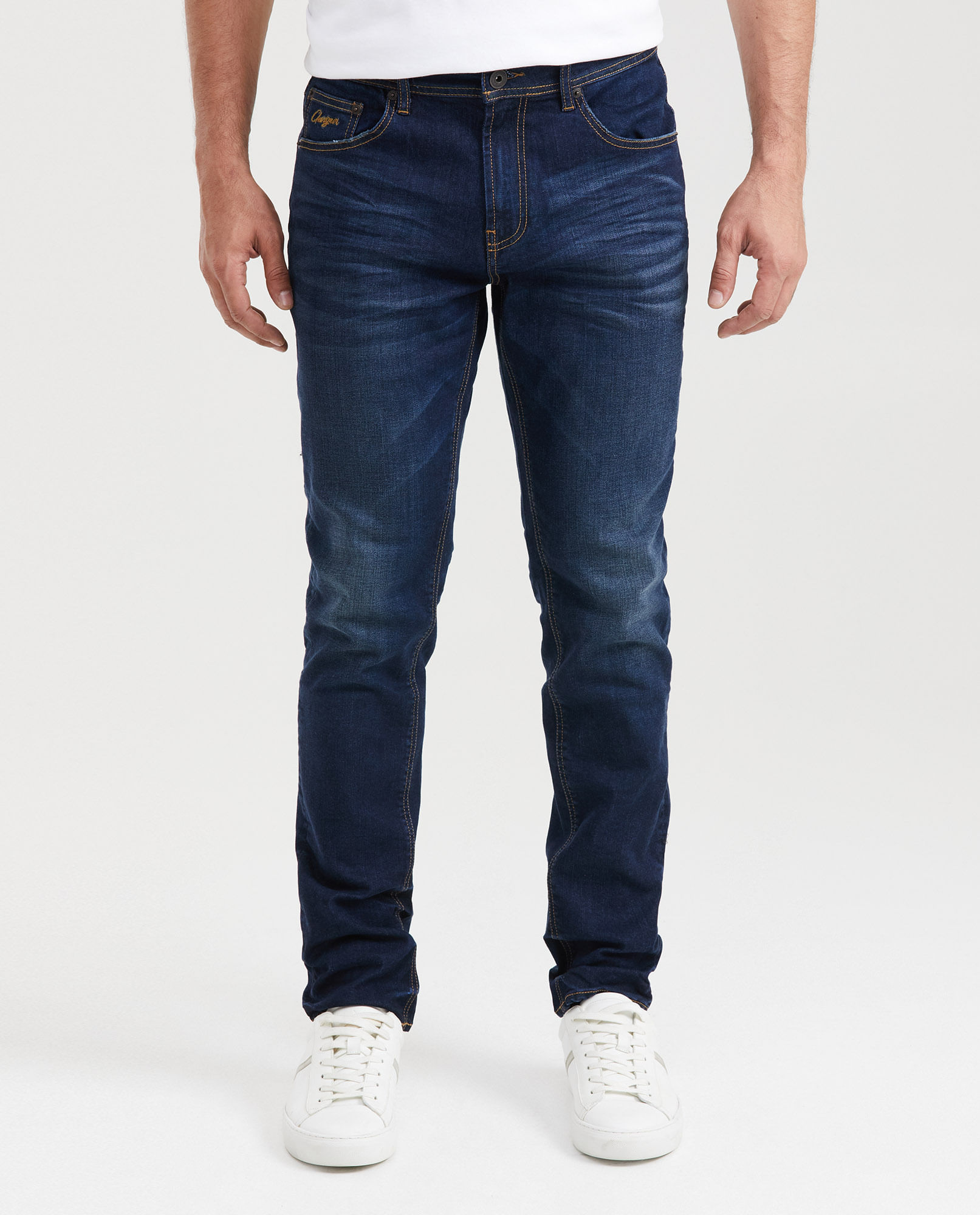 Jean Straight Fit Tiro Medio Bota Slim Azul Ultra Oscuro para - Main Image