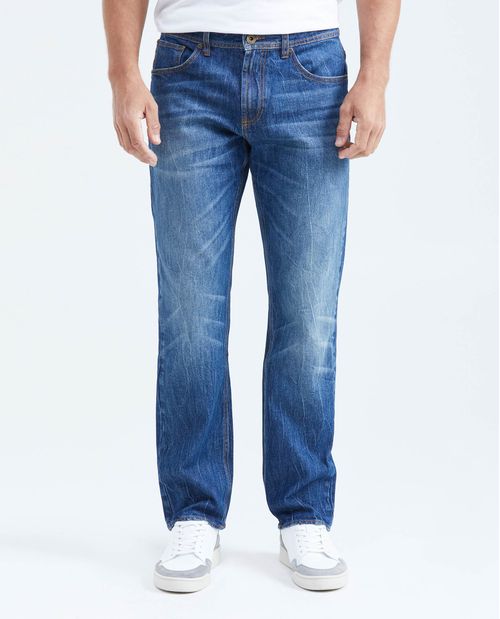 Jean Relaxed Fit Tiro Alto Boot Cut Azul Medio para Hombre