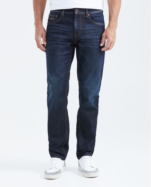 Jean Straight Fit Tiro Medio Boot Cut Azul Ultra Oscuro con Resina para Hombre