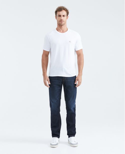 Jean Straight Fit Tiro Medio Boot Cut Azul Ultra Oscuro con Resina para Hombre