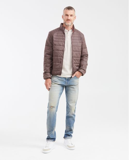 Jean Straight Fit Tiro Medio Boot Cut Azul Medio con Rotos para Hombre