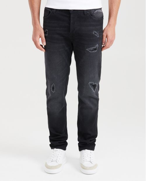 Jean Súper Slim Fit Tiro Bajo Bota Super Slim Negro para Hombre