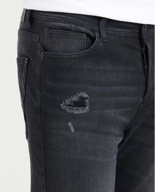 Jean Súper Slim Fit Tiro Bajo Bota Super Slim Negro para Hombre