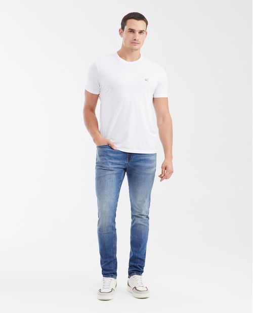 Jean Súper Slim Fit Tiro Bajo Bota Super Slim Azul Medio para Hombre