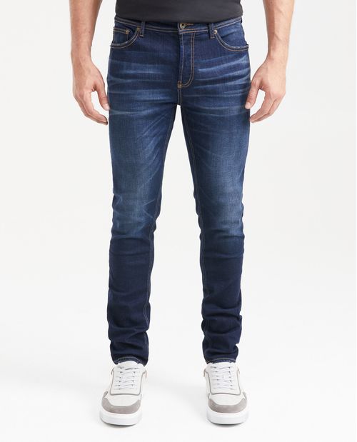 Jean Súper Slim Fit Tiro Bajo Bota Super Slim Azul Oscuro para Hombre