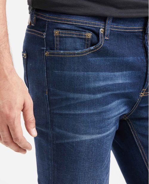 Jean Súper Slim Fit Tiro Bajo Bota Super Slim Azul Oscuro para Hombre