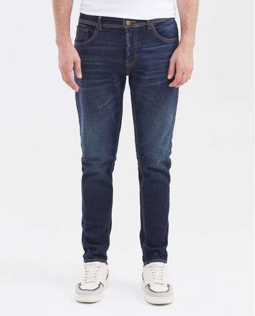 Jean Súper Slim Fit Tiro Bajo Bota Super Slim Azul Oscuro para Hombre