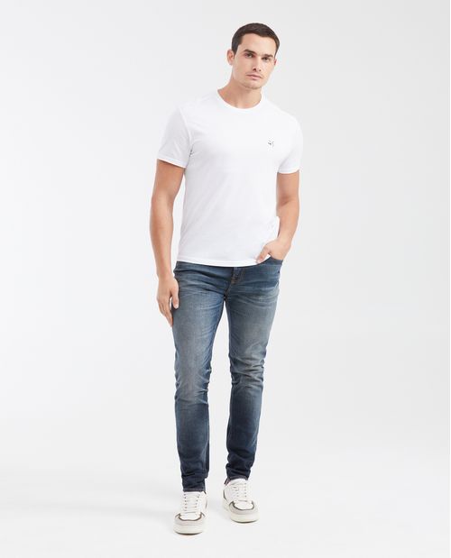 Jean Súper Slim Fit Tiro Bajo Bota Super Slim Azul Oscuro para Hombre