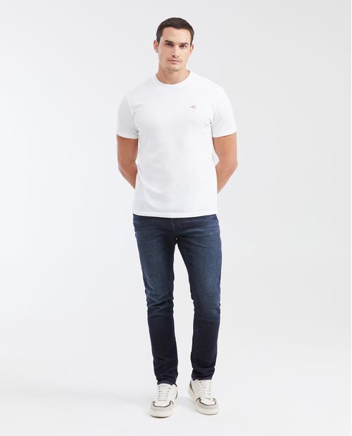 Jean Slim Fit Tiro Medio Bota Slim Azul Ultra Oscuro para Hombre