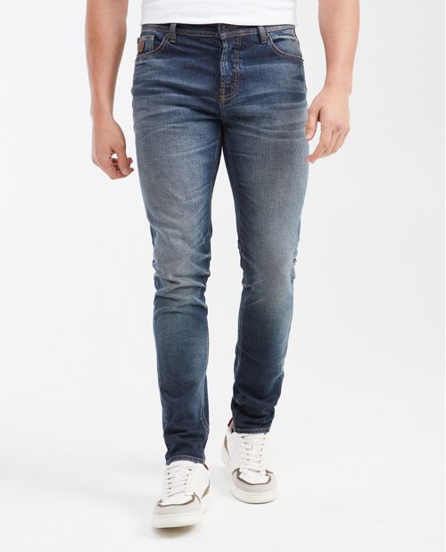 Jean Súper Slim Fit Tiro Bajo Bota Super Slim Azul Oscuro para Hombre