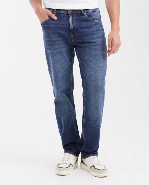 Jean Relaxed Fit Tiro Alto Boot Cut Azul Oscuro Lavado Vintage para Hombre