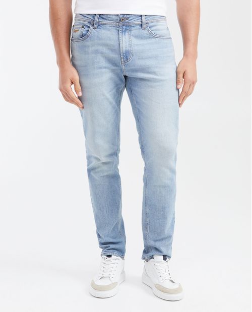 Jean Straight Fit Tiro Medio Bota Slim Azul Claro para Hombre