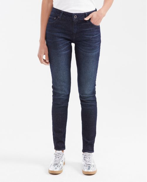 Jean Low Rise Bota Slim Azul Ultra Oscuro Vintage para Mujer