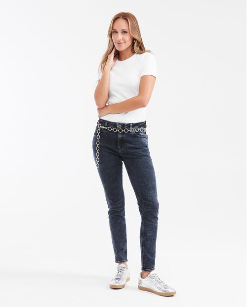 Jean High Rise Bota Slim Azul Ultra Oscuro para Mujer