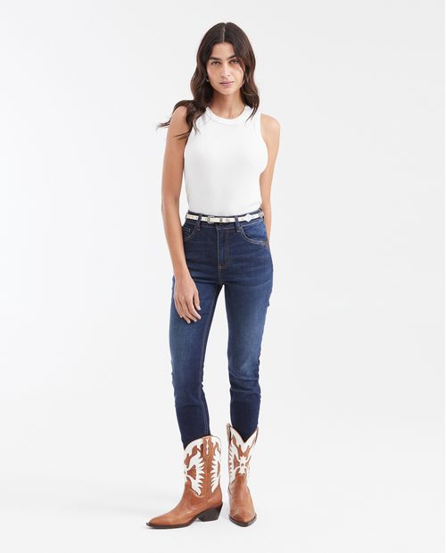 Jean Super High Rise Bota Slim Azul Ultra Oscuro para Mujer