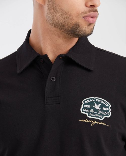 Polo Masculino de Manga Corta en Algodón con Elastano